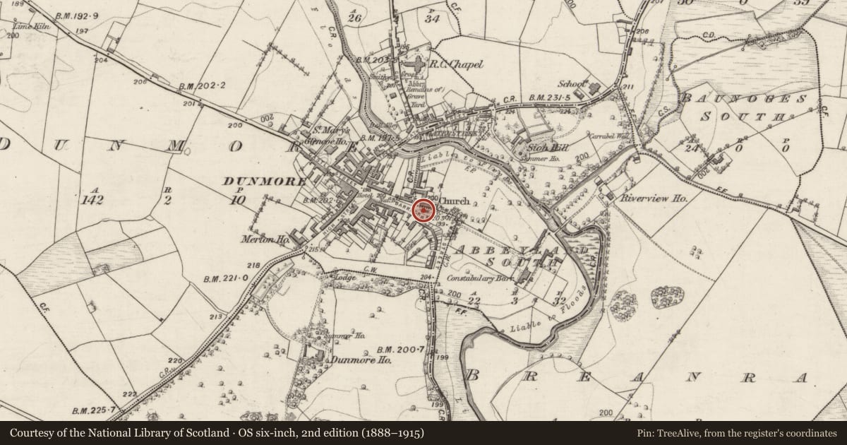 Ordnance Survey six-inch map, 2nd edition (1888–1915) covering the location of Religious house - Augustinian friars, Abbeyland South, County Galway, with a pin at the register's coordinates