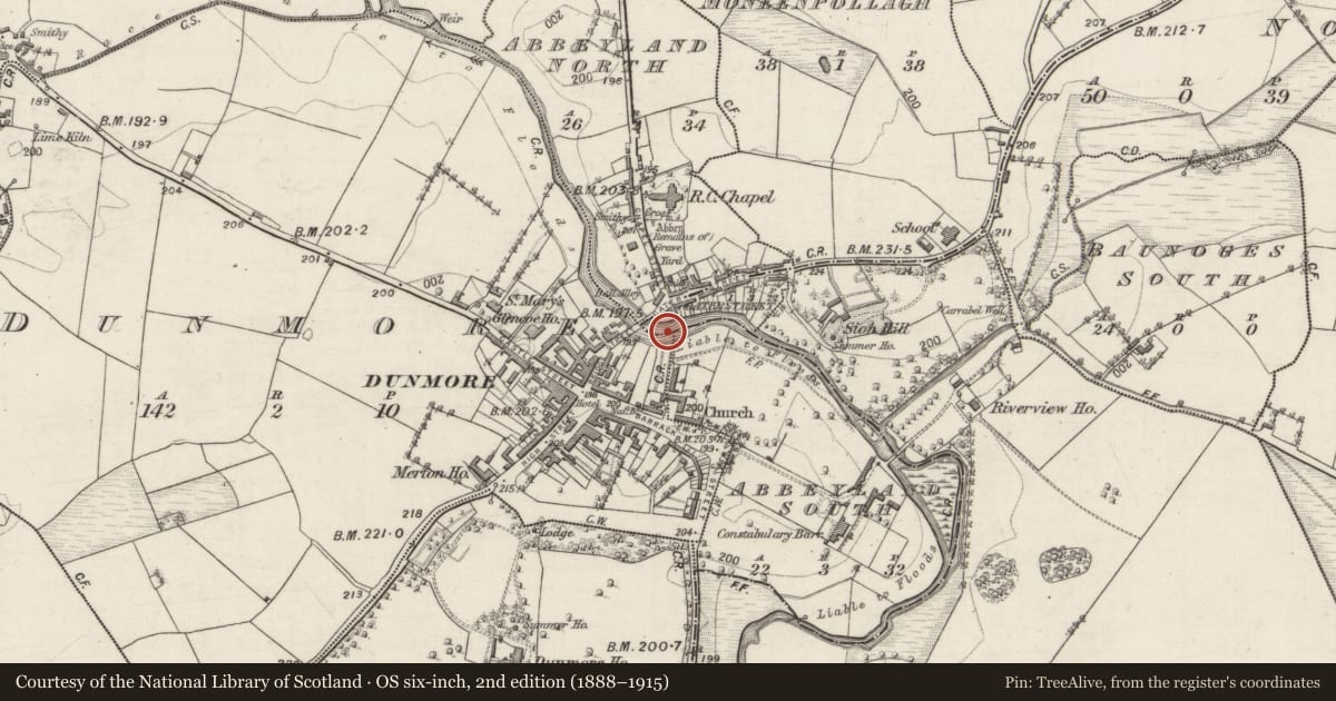 Ordnance Survey six-inch map, 2nd edition (1888–1915) covering the location of Ford, County Galway, with a pin at the register's coordinates