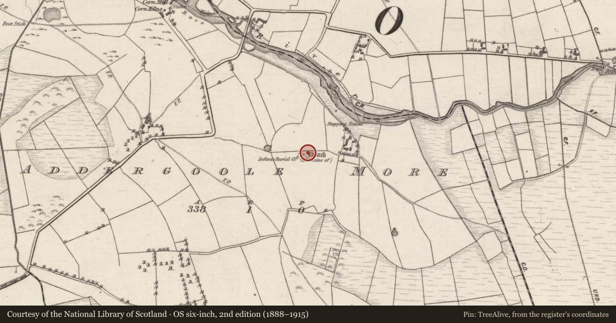 Ordnance Survey six-inch map, 2nd edition (1888–1915) covering the location of Enclosure, Addergoole More, County Galway, with a pin at the register's coordinates