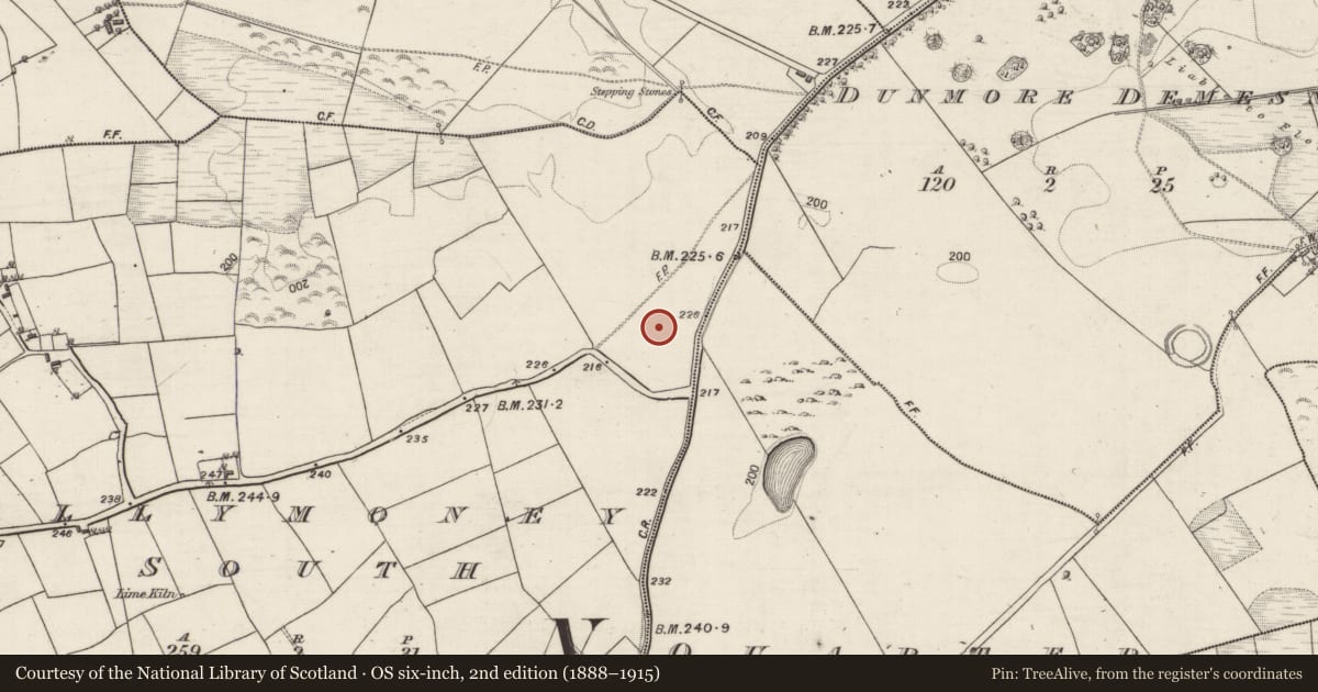 Ordnance Survey six-inch map, 2nd edition (1888–1915) covering the location of Burial ground, Ballymoney South, County Galway, with a pin at the register's coordinates