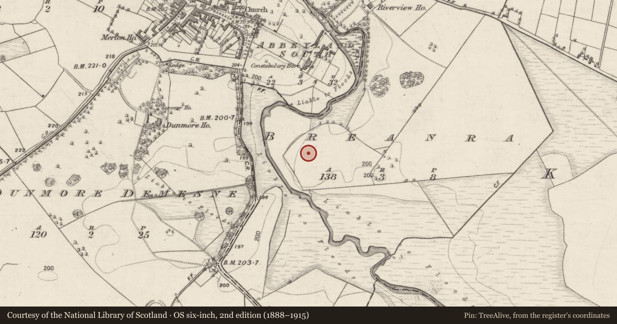 Ordnance Survey six-inch map, 2nd edition (1888–1915) covering the location of Enclosure, Breanra, County Galway, with a pin at the register's coordinates