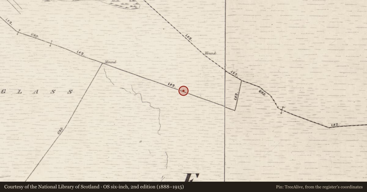 Ordnance Survey six-inch map, 2nd edition (1888–1915) covering the location of Boundary mound, Cluid, Slieve, County Galway, with a pin at the register's coordinates