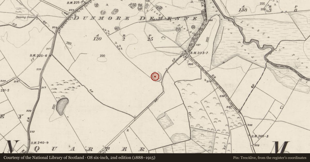 Ordnance Survey six-inch map, 2nd edition (1888–1915) covering the location of Ringfort - rath, Dunmore Demesne, Quarter, County Galway, with a pin at the register's coordinates