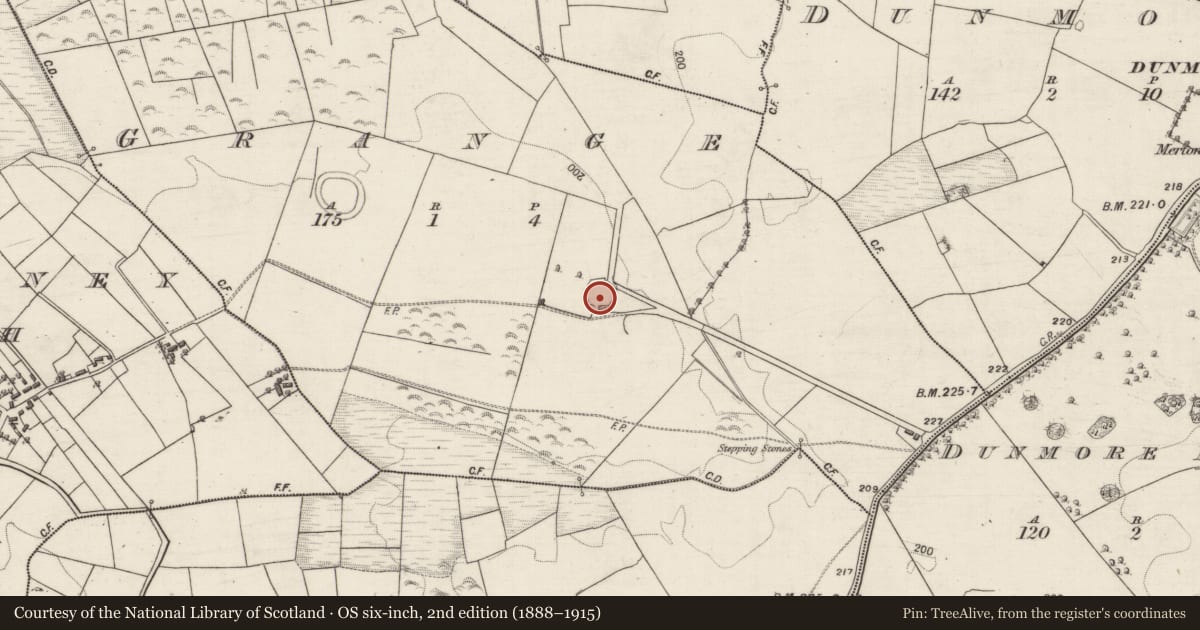 Ordnance Survey six-inch map, 2nd edition (1888–1915) covering the location of Burial, Grange, County Galway, with a pin at the register's coordinates