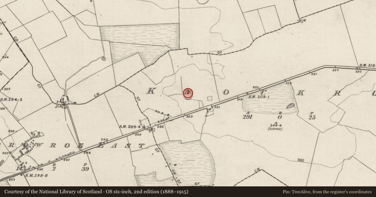 Ordnance Survey six-inch map, 2nd edition (1888–1915) covering the location of Ringfort - rath, Knockroe, County Galway, with a pin at the register's coordinates