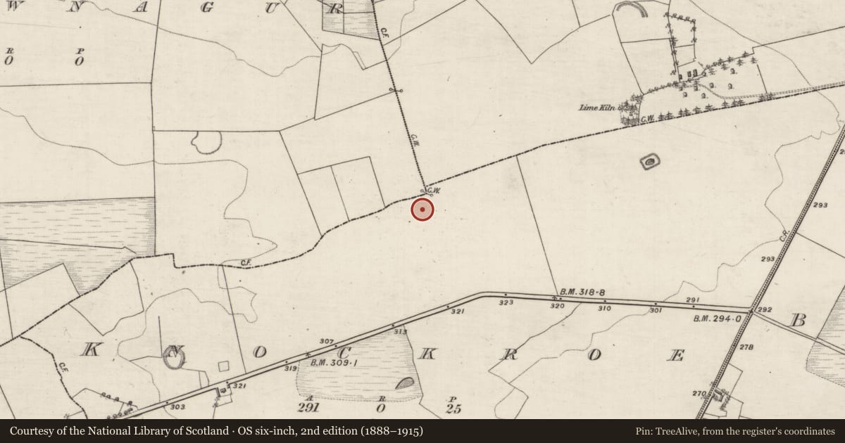 Ordnance Survey six-inch map, 2nd edition (1888–1915) covering the location of Ringfort - rath, Knockroe, County Galway, with a pin at the register's coordinates