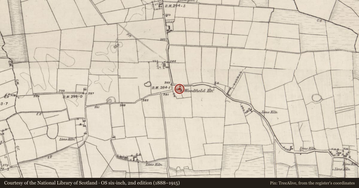 Ordnance Survey six-inch map, 2nd edition (1888–1915) covering the location of House - 18th/19th century, Woodfield, County Galway, with a pin at the register's coordinates