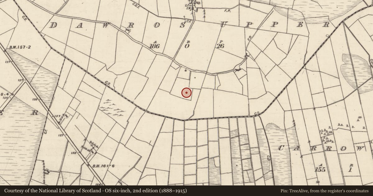 Ordnance Survey six-inch map, 2nd edition (1888–1915) covering the location of Enclosure, Dawros Lower, County Galway, with a pin at the register's coordinates