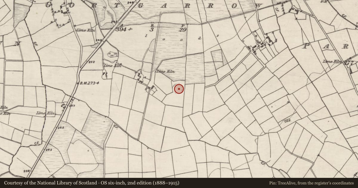 Ordnance Survey six-inch map, 2nd edition (1888–1915) covering the location of Enclosure, Gortgarrow, County Galway, with a pin at the register's coordinates