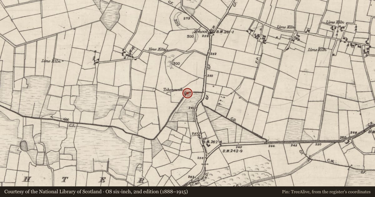Ordnance Survey six-inch map, 2nd edition (1888–1915) covering the location of Well, Parkbaun, County Galway, with a pin at the register's coordinates