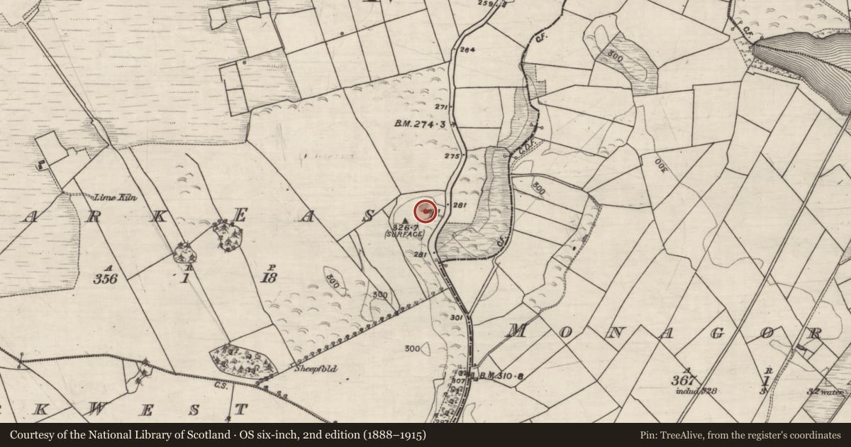 Ordnance Survey six-inch map, 2nd edition (1888–1915) covering the location of Quarry, Park East, County Galway, with a pin at the register's coordinates