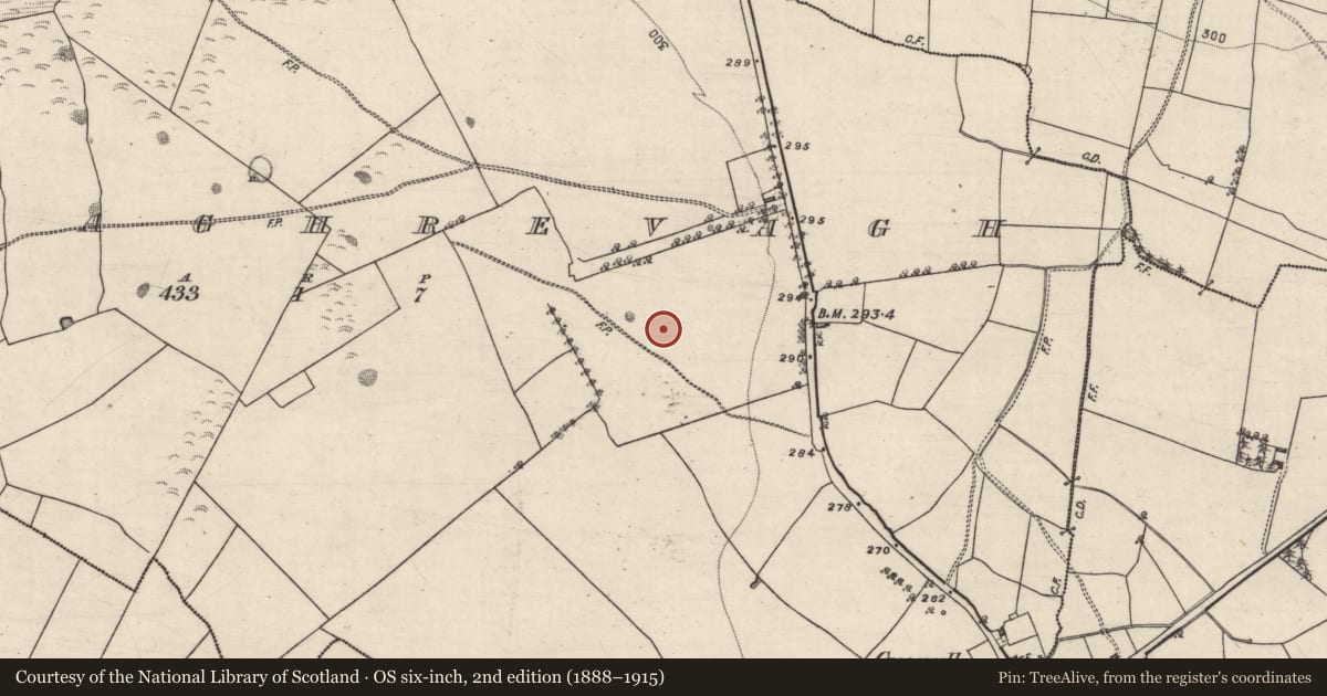 Ordnance Survey six-inch map, 2nd edition (1888–1915) covering the location of Quarry, Curraghrevagh, County Galway, with a pin at the register's coordinates