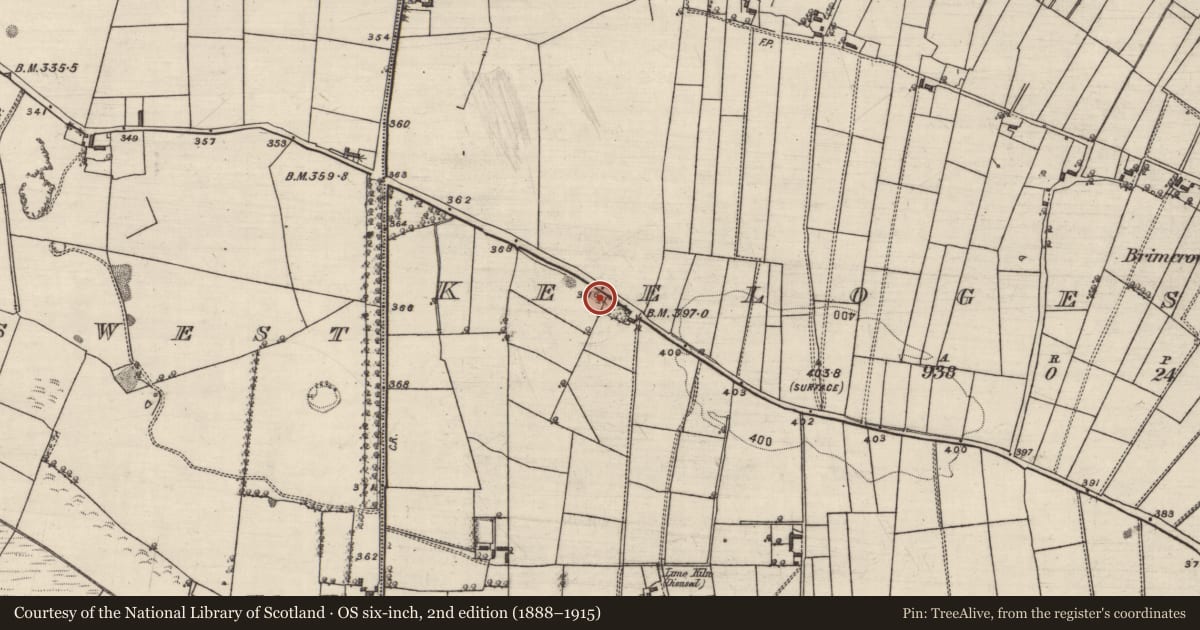 Ordnance Survey six-inch map, 2nd edition (1888–1915) covering the location of Quarry, Keeloges East, County Galway, with a pin at the register's coordinates