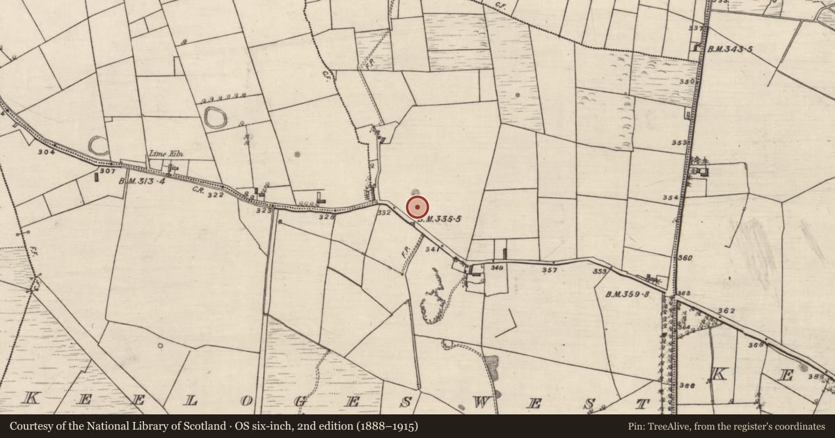 Ordnance Survey six-inch map, 2nd edition (1888–1915) covering the location of Quarry, Keeloges West, County Galway, with a pin at the register's coordinates
