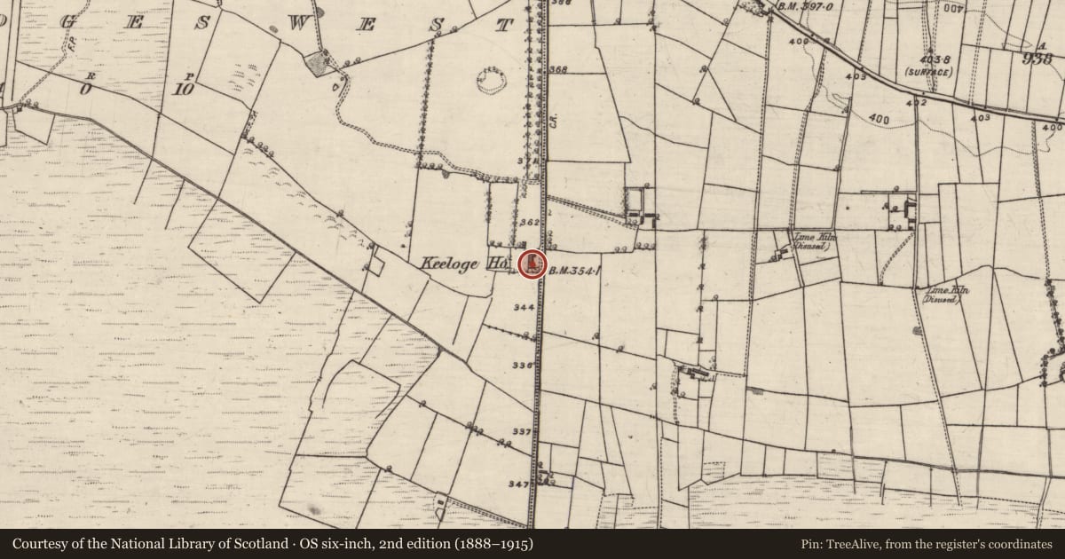 Ordnance Survey six-inch map, 2nd edition (1888–1915) covering the location of House - 18th/19th century, Keeloges West, County Galway, with a pin at the register's coordinates