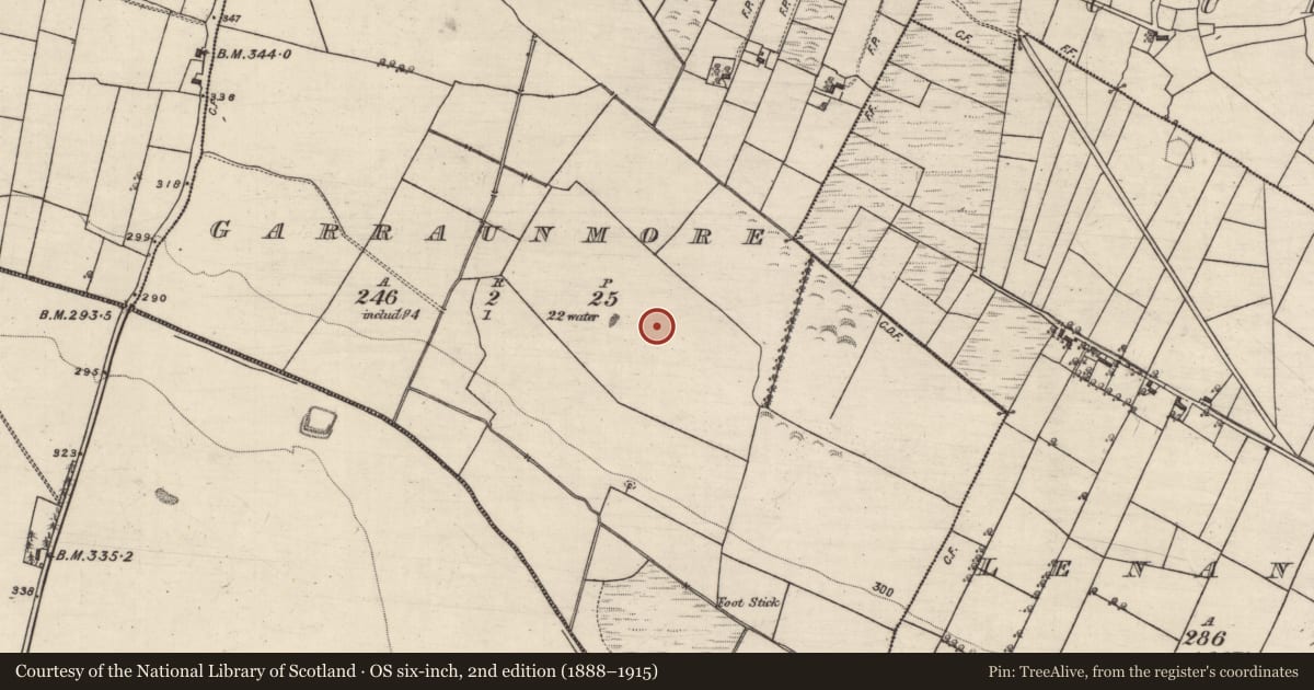 Ordnance Survey six-inch map, 2nd edition (1888–1915) covering the location of Enclosure, Garraunmore, County Galway, with a pin at the register's coordinates