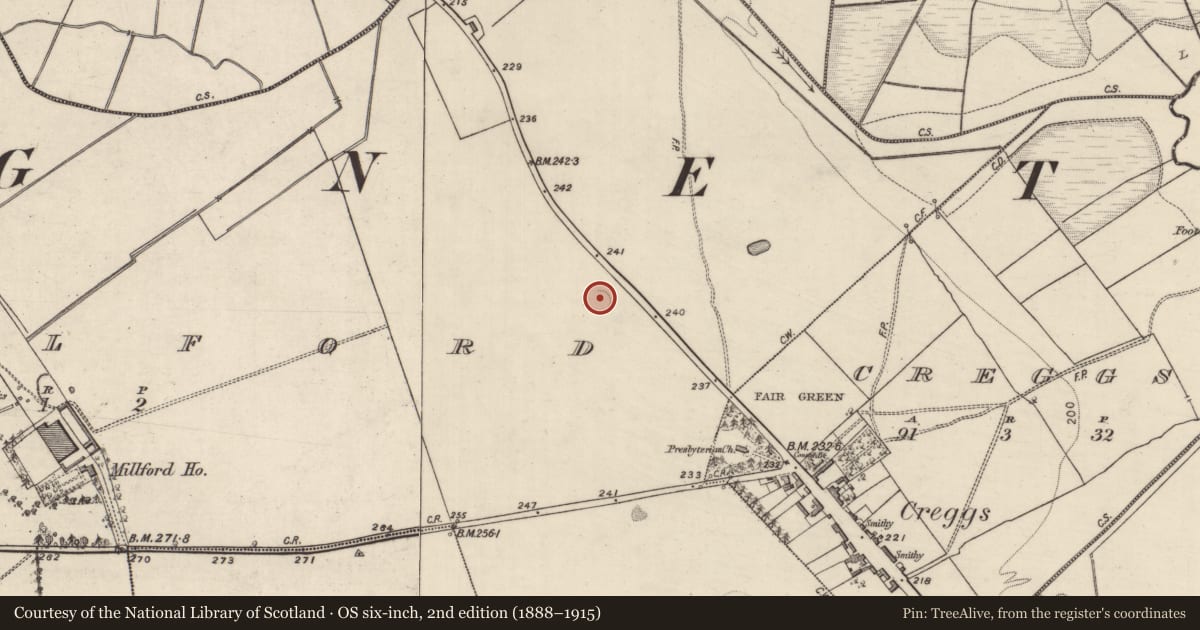 Ordnance Survey six-inch map, 2nd edition (1888–1915) covering the location of Ringfort - unclassified, Millford, County Galway, with a pin at the register's coordinates