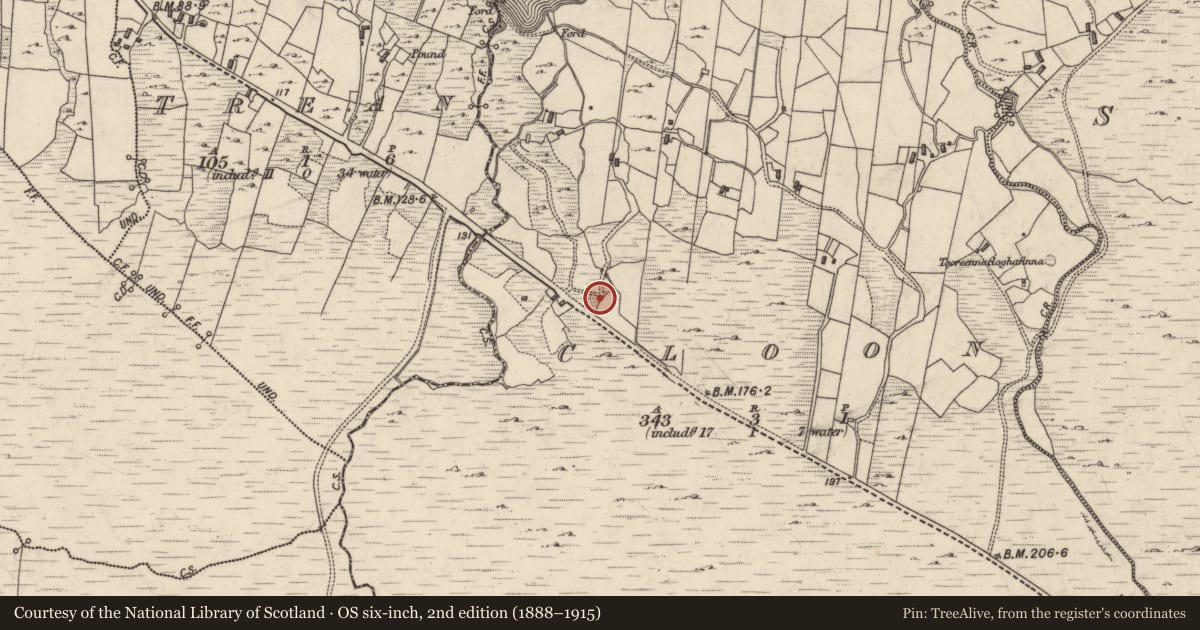 Ordnance Survey six-inch map, 2nd edition (1888–1915) covering the location of Mine, An Cluain, County Galway, with a pin at the register's coordinates