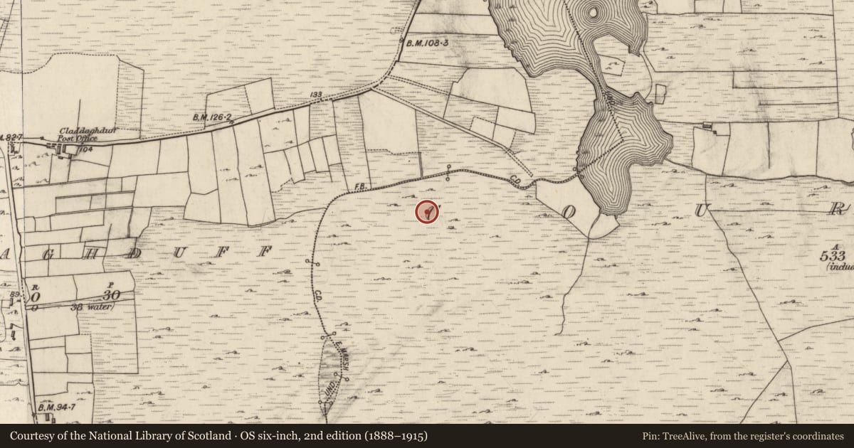 Ordnance Survey six-inch map, 2nd edition (1888–1915) covering the location of Field boundary, Courhoor, County Galway, with a pin at the register's coordinates