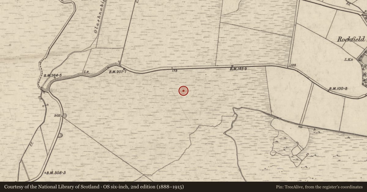 Ordnance Survey six-inch map, 2nd edition (1888–1915) covering the location of Field boundary, Crocknaraw, County Galway, with a pin at the register's coordinates