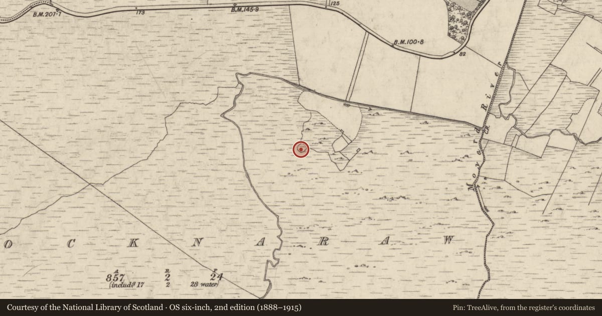 Ordnance Survey six-inch map, 2nd edition (1888–1915) covering the location of Enclosure, Crocknaraw, County Galway, with a pin at the register's coordinates