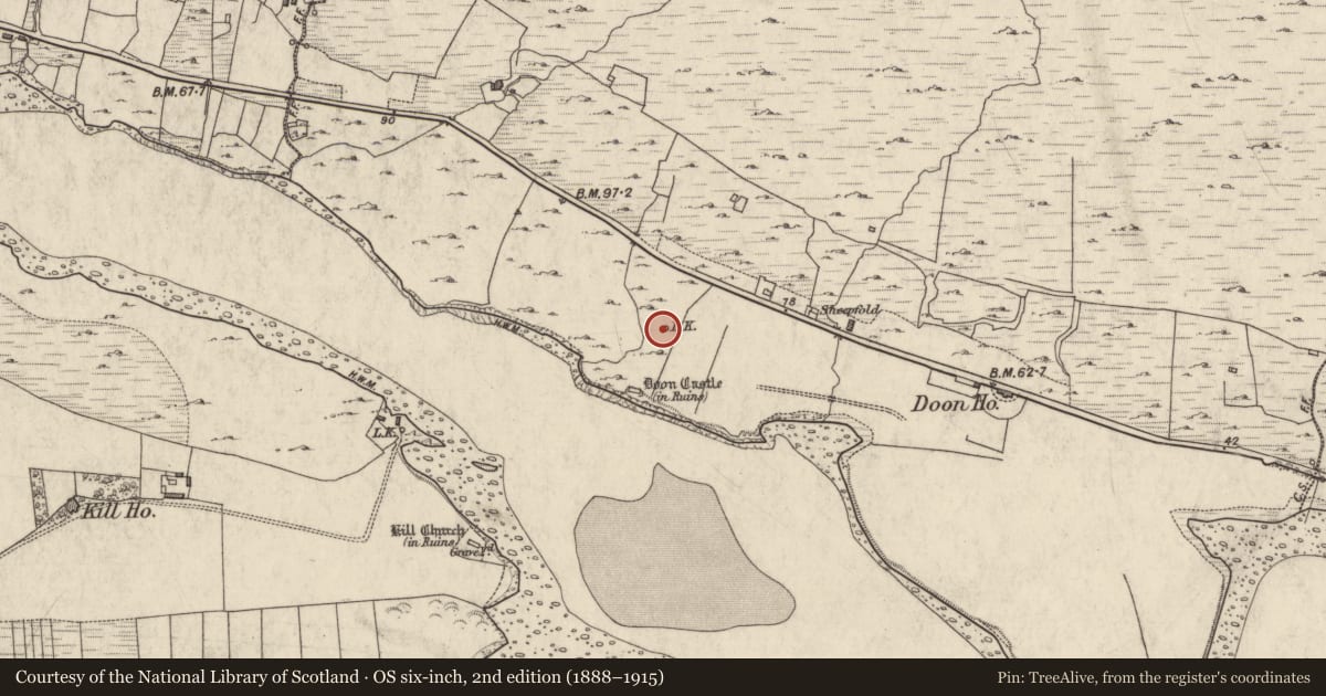 Ordnance Survey six-inch map, 2nd edition (1888–1915) covering the location of Kiln, Doon, County Galway, with a pin at the register's coordinates