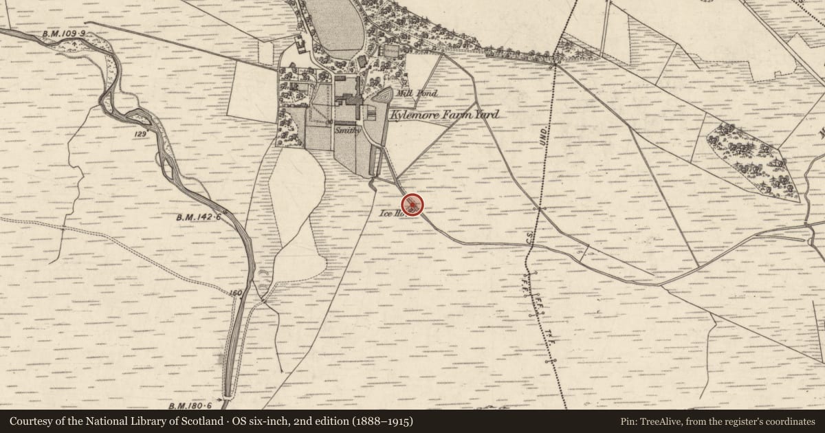 Ordnance Survey six-inch map, 2nd edition (1888–1915) covering the location of Icehouse, Addergoole, County Galway, with a pin at the register's coordinates