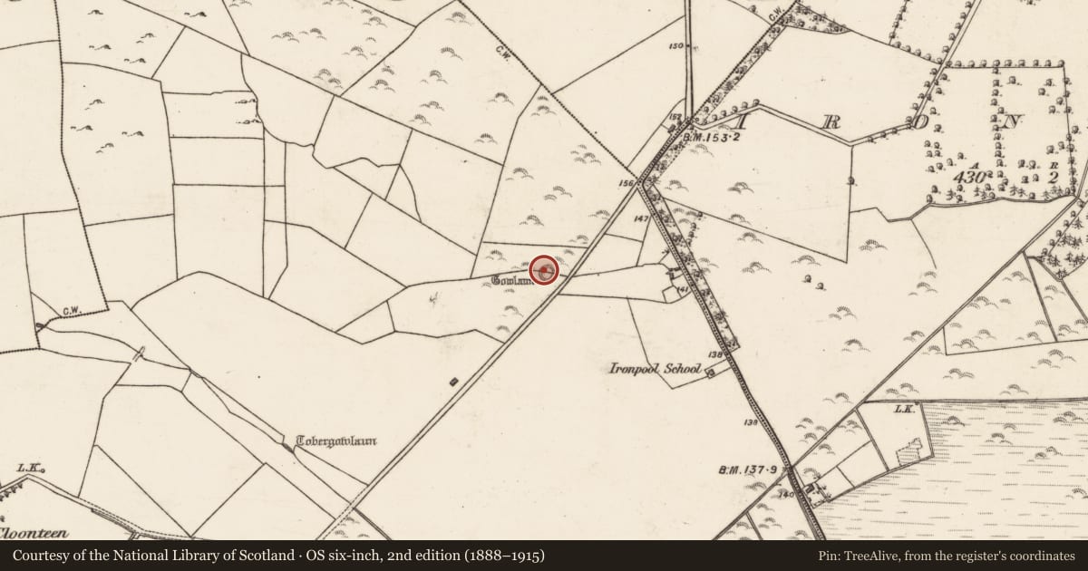 Ordnance Survey six-inch map, 2nd edition (1888–1915) covering the location of Barrow - ring-barrow, Cloonteen, County Galway, with a pin at the register's coordinates