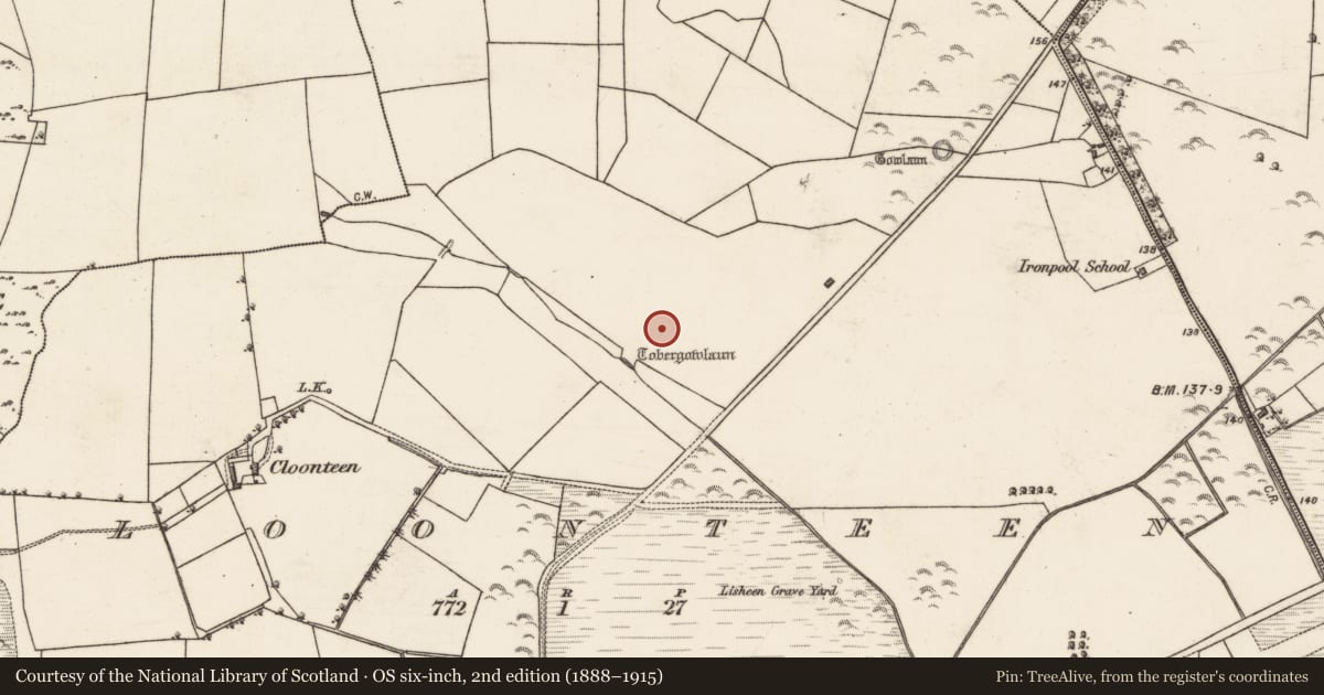 Ordnance Survey six-inch map, 2nd edition (1888–1915) covering the location of Barrow - unclassified, Cloonteen, County Galway, with a pin at the register's coordinates