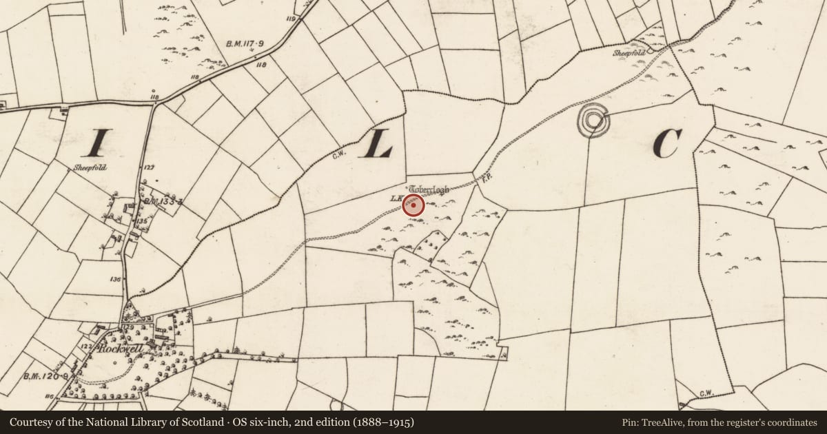 Ordnance Survey six-inch map, 2nd edition (1888–1915) covering the location of Kiln - lime, Toberroe, County Galway, with a pin at the register's coordinates