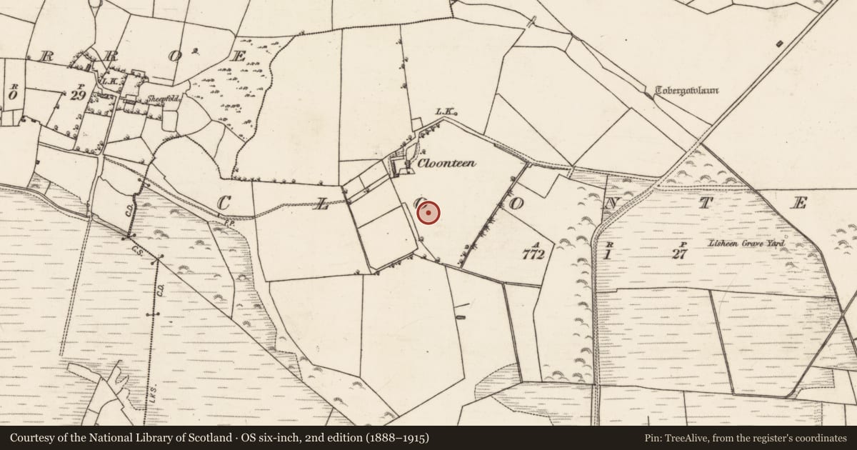 Ordnance Survey six-inch map, 2nd edition (1888–1915) covering the location of Barrow - unclassified, Cloonteen, County Galway, with a pin at the register's coordinates