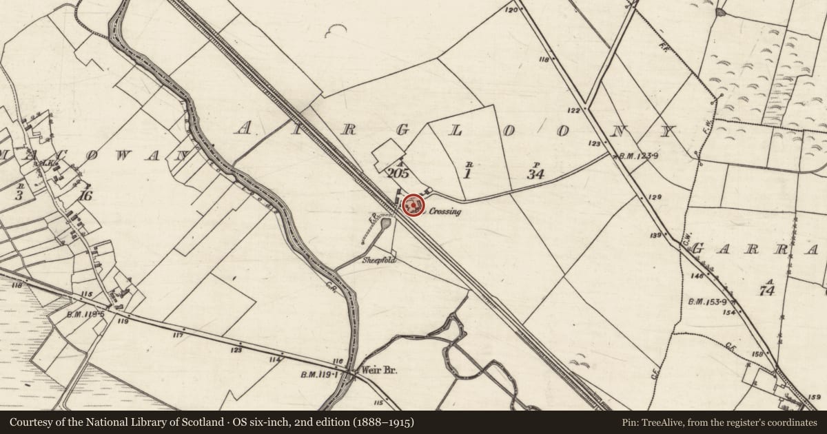 Ordnance Survey six-inch map, 2nd edition (1888–1915) covering the location of Enclosure, Airgloony, County Galway, with a pin at the register's coordinates