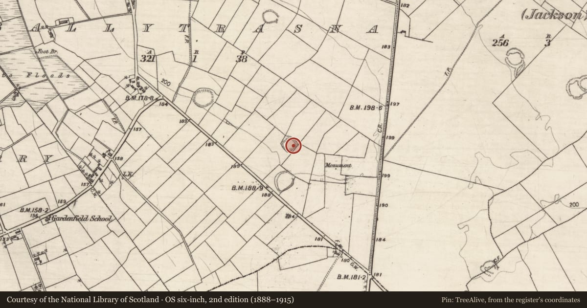 Ordnance Survey six-inch map, 2nd edition (1888–1915) covering the location of Ringfort - rath, Ballytrasna, County Galway, with a pin at the register's coordinates