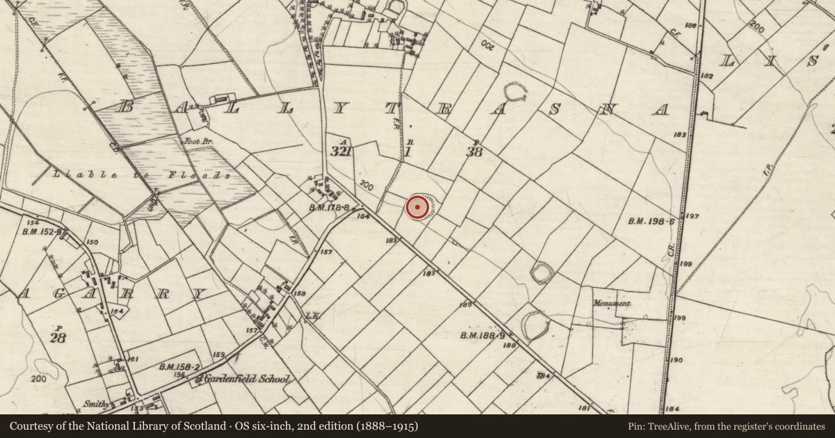 Ordnance Survey six-inch map, 2nd edition (1888–1915) covering the location of Ringfort - rath, Ballytrasna, County Galway, with a pin at the register's coordinates