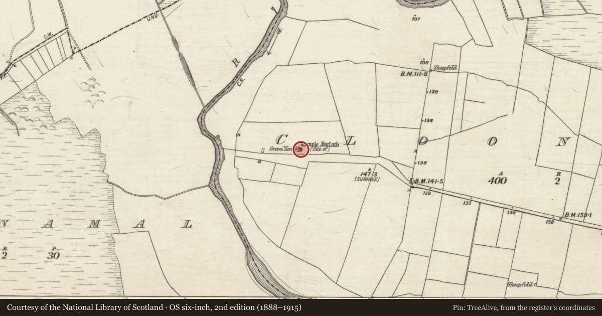 Ordnance Survey six-inch map, 2nd edition (1888–1915) covering the location of Church, Cloonfush, County Galway, with a pin at the register's coordinates
