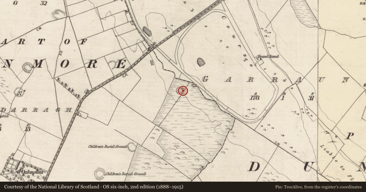 Ordnance Survey six-inch map, 2nd edition (1888–1915) covering the location of Ringfort - rath, Fortyacres, County Galway, with a pin at the register's coordinates