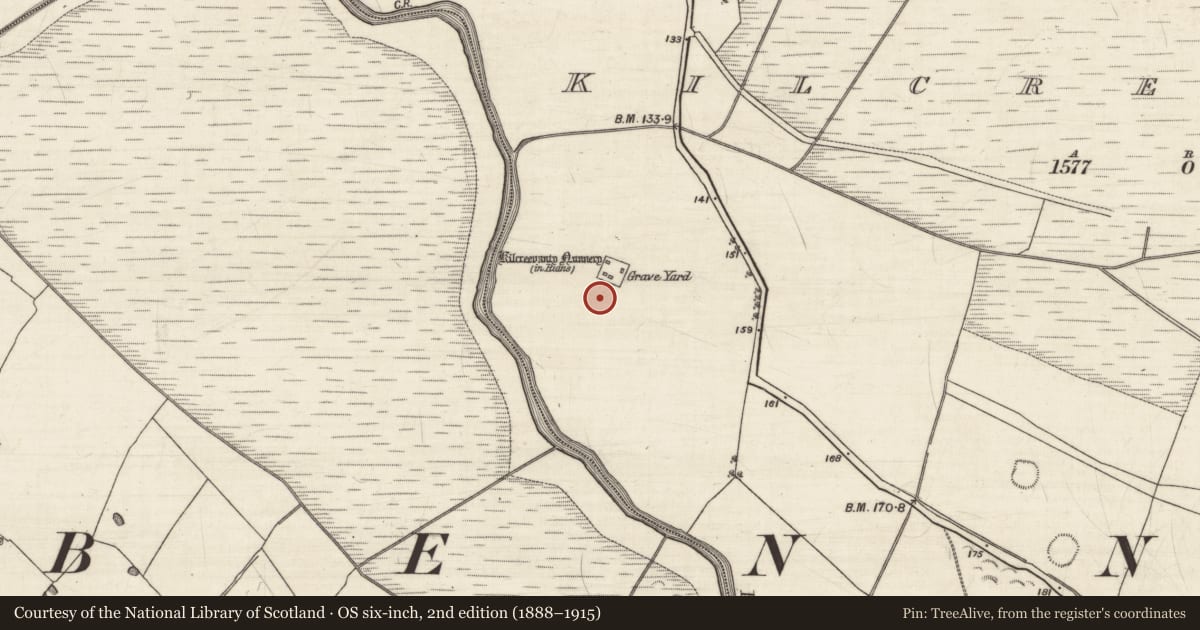 Ordnance Survey six-inch map, 2nd edition (1888–1915) covering the location of House - indeterminate date, Kilcreevanty, County Galway, with a pin at the register's coordinates