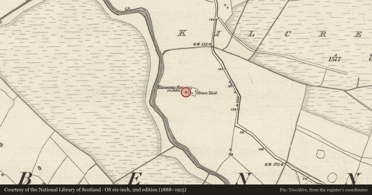 Ordnance Survey six-inch map, 2nd edition (1888–1915) covering the location of House - indeterminate date, Kilcreevanty, County Galway, with a pin at the register's coordinates
