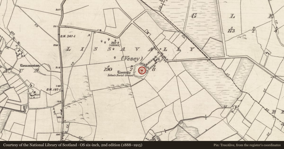 Ordnance Survey six-inch map, 2nd edition (1888–1915) covering the location of Ringfort - rath, Lissavally (Vesey), County Galway, with a pin at the register's coordinates