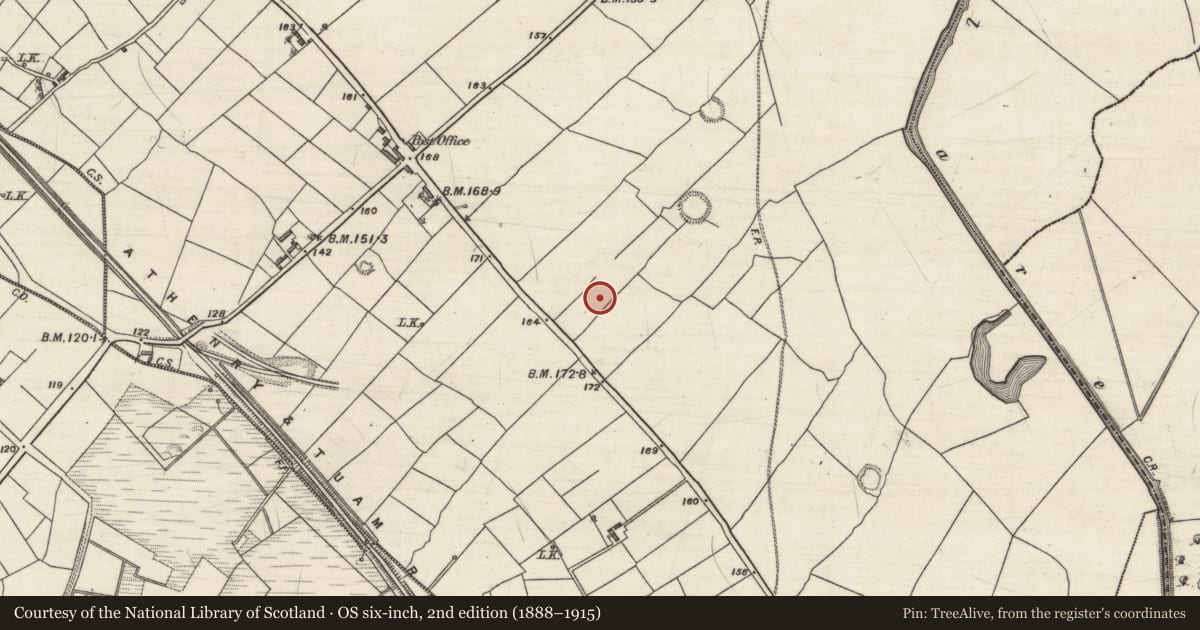 Ordnance Survey six-inch map, 2nd edition (1888–1915) covering the location of Burial mound, Pollacorragune, County Galway, with a pin at the register's coordinates