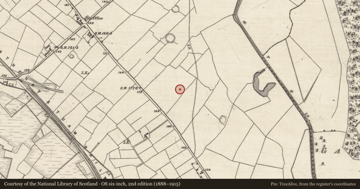 Ordnance Survey six-inch map, 2nd edition (1888–1915) covering the location of Burial mound, Pollacorragune, County Galway, with a pin at the register's coordinates