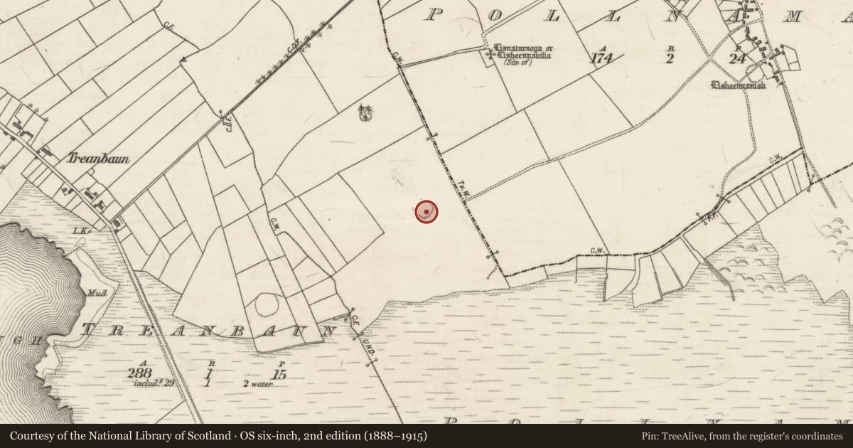 Ordnance Survey six-inch map, 2nd edition (1888–1915) covering the location of Ringfort - rath, Pollnamal, County Galway, with a pin at the register's coordinates