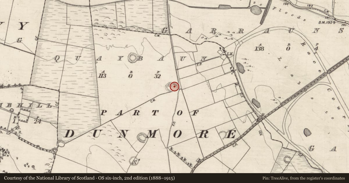 Ordnance Survey six-inch map, 2nd edition (1888–1915) covering the location of Souterrain, Quaybaun, County Galway, with a pin at the register's coordinates