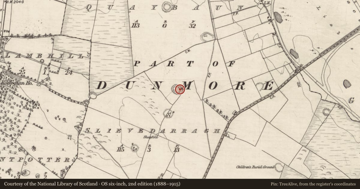 Ordnance Survey six-inch map, 2nd edition (1888–1915) covering the location of Ringfort - rath, Slievedarragh, County Galway, with a pin at the register's coordinates