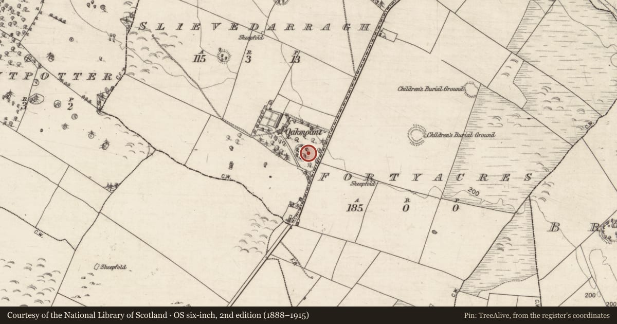 Ordnance Survey six-inch map, 2nd edition (1888–1915) covering the location of Ringfort - rath, Slievedarragh, County Galway, with a pin at the register's coordinates