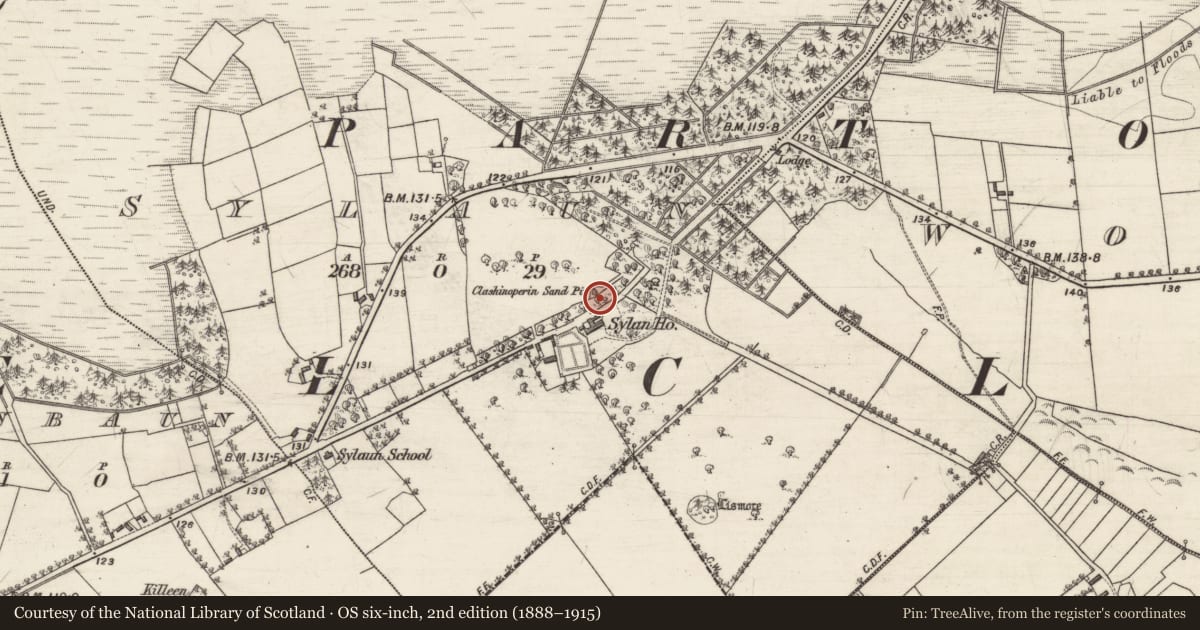 Ordnance Survey six-inch map, 2nd edition (1888–1915) covering the location of Cross, An Saighleán, County Galway, with a pin at the register's coordinates