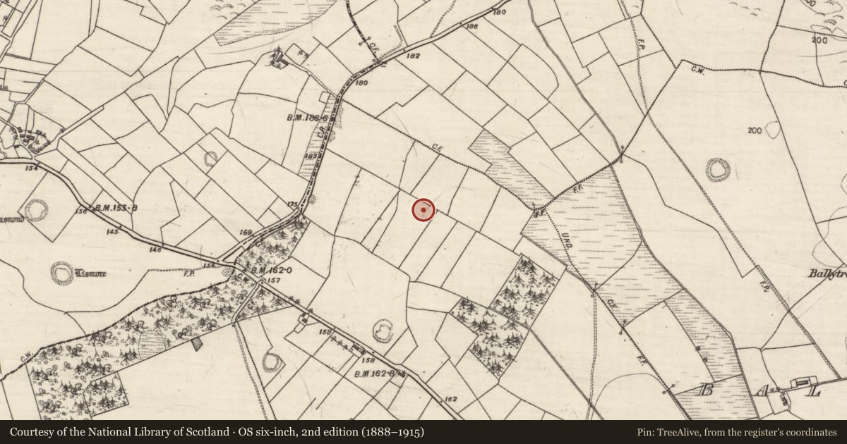 Ordnance Survey six-inch map, 2nd edition (1888–1915) covering the location of Earthwork, Carrownagarry, County Galway, with a pin at the register's coordinates