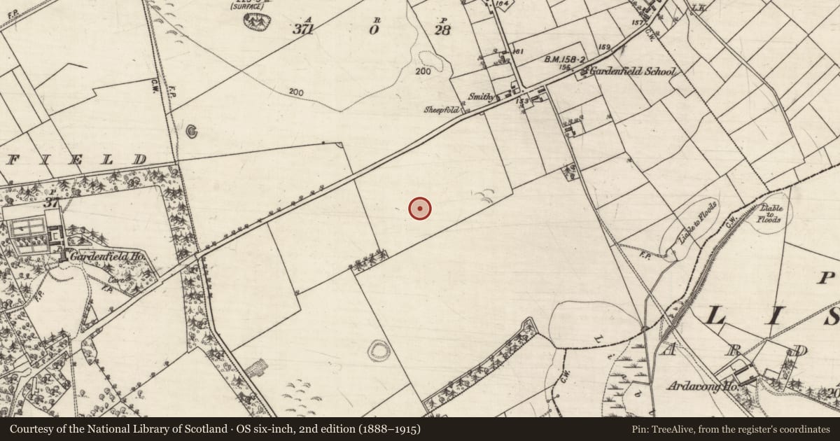 Ordnance Survey six-inch map, 2nd edition (1888–1915) covering the location of Earthwork, Carrownagarry, County Galway, with a pin at the register's coordinates