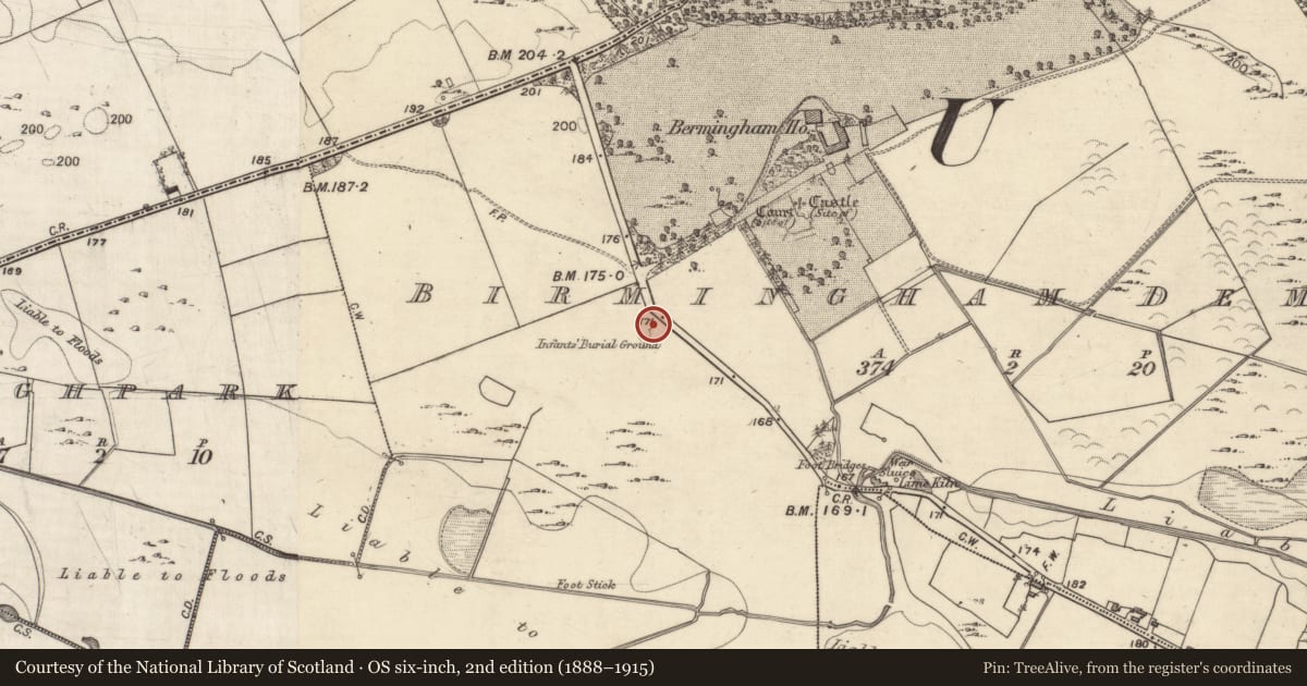Ordnance Survey six-inch map, 2nd edition (1888–1915) covering the location of Ringfort - rath, Birmingham Demesne, County Galway, with a pin at the register's coordinates
