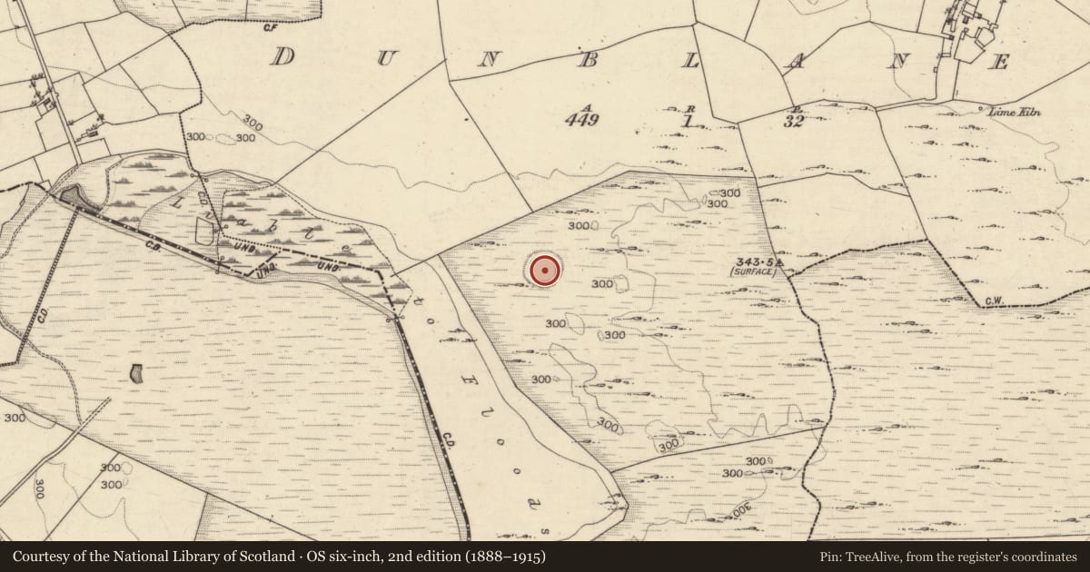 Ordnance Survey six-inch map, 2nd edition (1888–1915) covering the location of Souterrain, Dunblaney, County Galway, with a pin at the register's coordinates